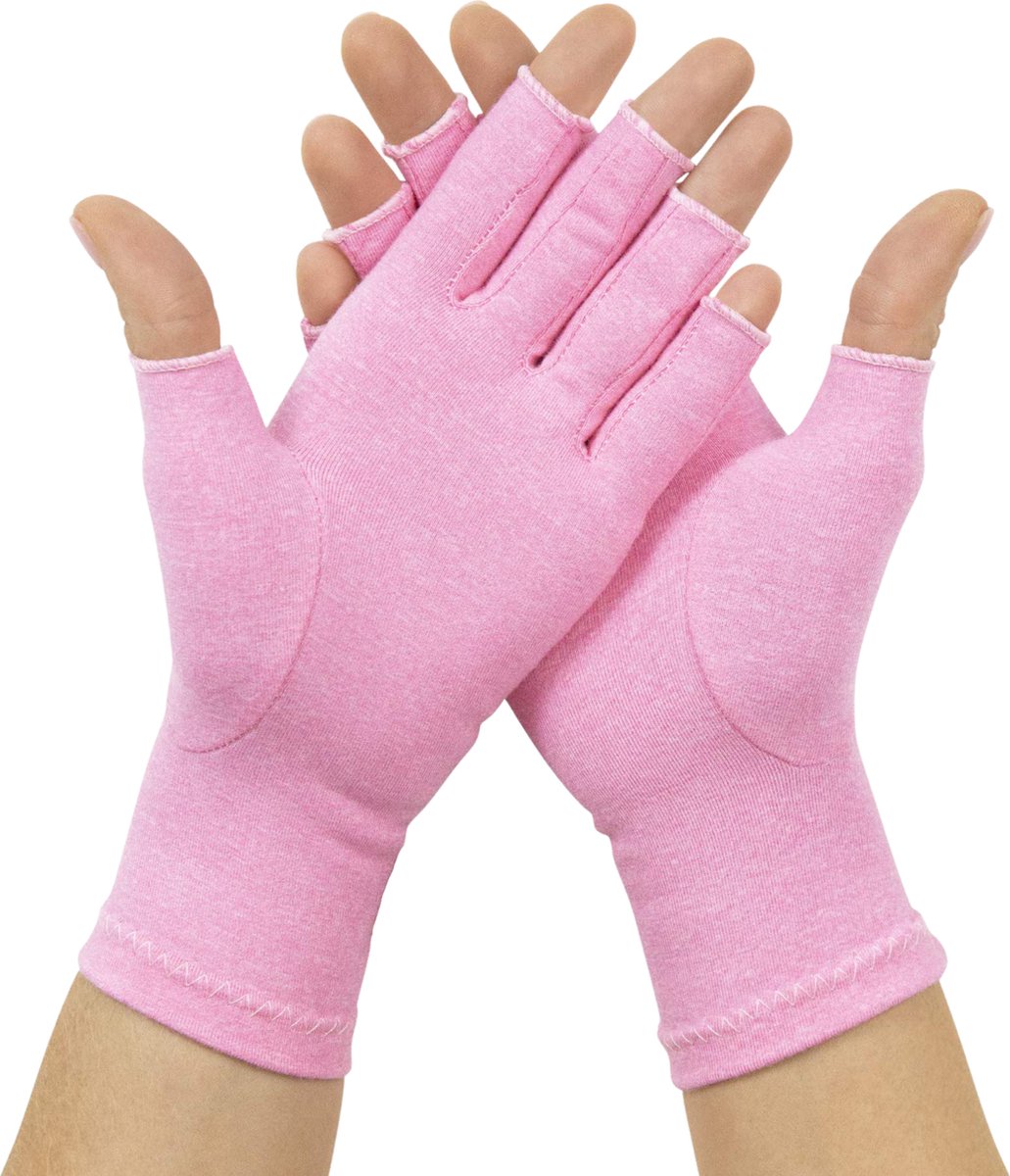 U Fit One 2 Stuks Roze Therapeutische Reuma Handschoenen - Artritis Compressie Handschoenen - Maat L