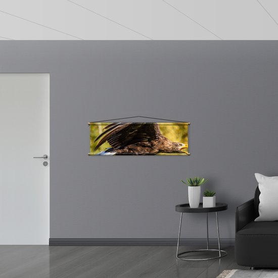WallClassics - Affiche Textile - Oiseau de Proie Volant - 120x40 cm Photo sur Textile