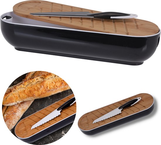 Instituut ingenieur makkelijk te gebruiken Cheqo® Stokbrood Snijplank met Broodmes - Stokbroodsnijder met Broodtrommel  -... | bol.com