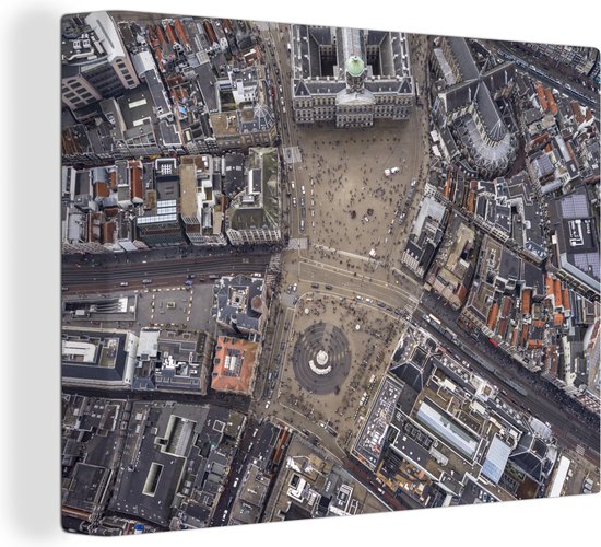 Photo aérienne de la place du Dam à Amsterdam Toile 40x30 cm - petit - Tirage photo sur toile (Décoration murale salon / chambre)