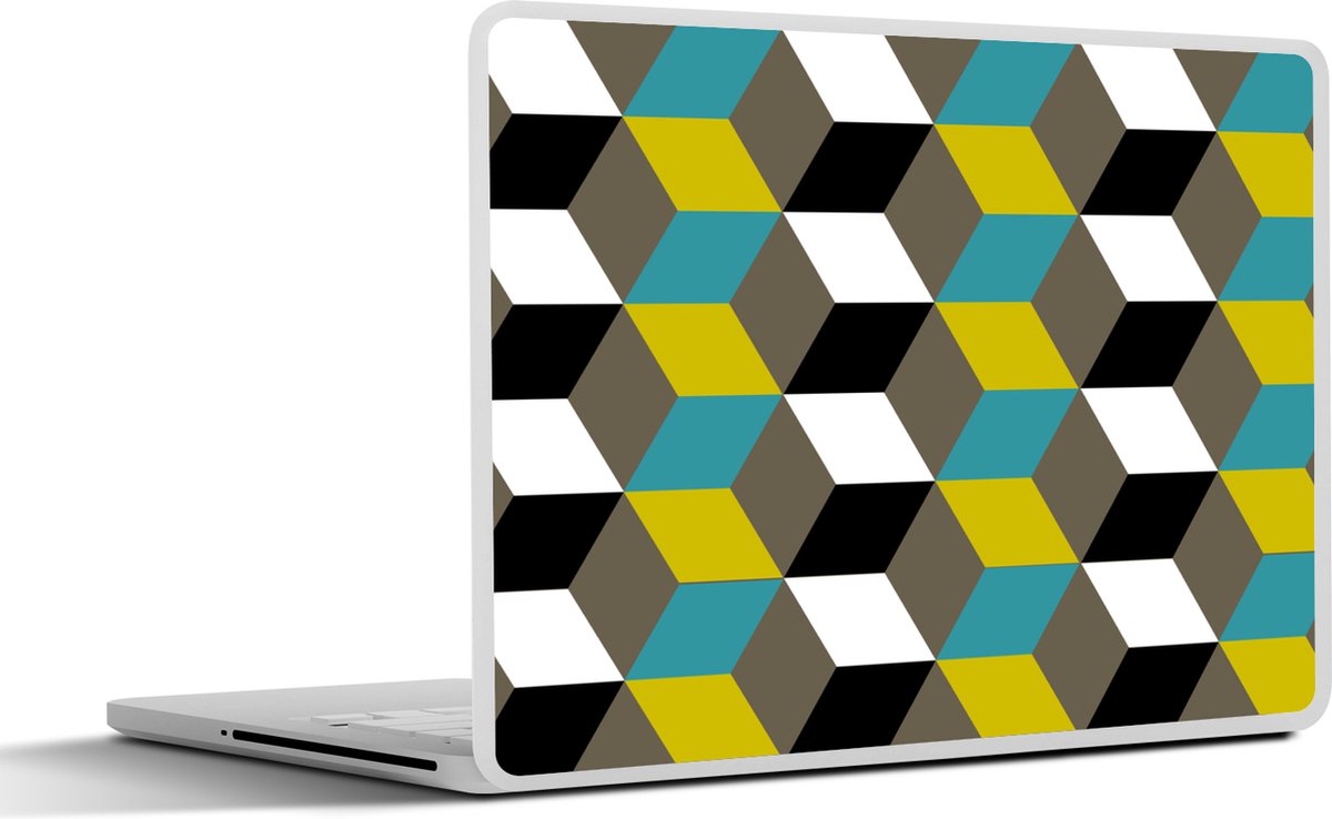 Laptop sticker - 14 inch - Blokken - Patronen - 3D - 32x5x23x5cm - Laptopstickers - Laptop skin - Cover