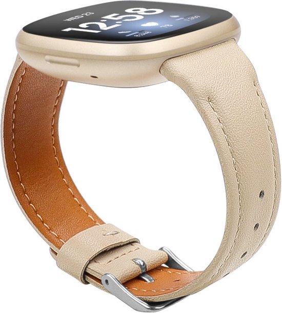 Cinturino In Pelle Pu Compatibile Con Fb Versa 4, Versa 3, Versa 2 Fitbit Sense Rounded Tail Leather Strap With Metal Head P 21617797