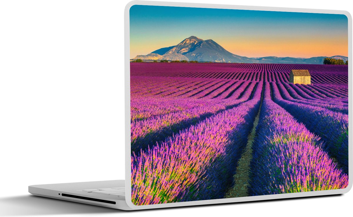Laptop sticker - 10.1 inch - Lavendel - Berg - Bloemen - 25x18cm - Laptopstickers - Laptop skin - Cover