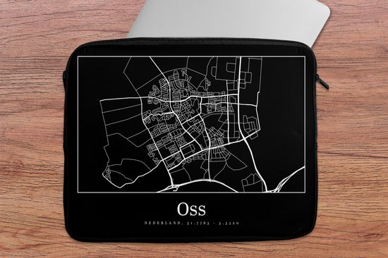 Housse pour ordinateur portable 15,6 pouces - Oss - Carte - Plan de la ville - Carte - Housse pour ordinateur portable - Dimensions intérieures 39,5x29,5 cm