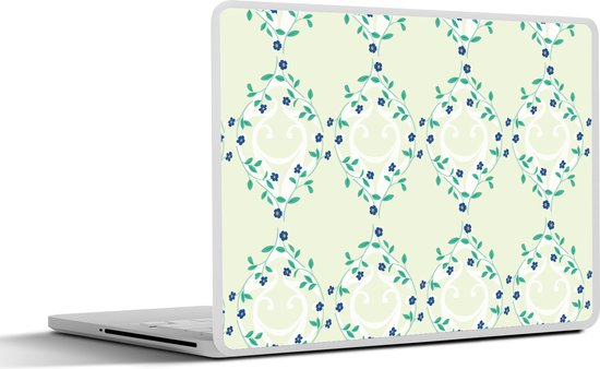 Sticker ordinateur portable - 17,3 pouces - Vert - Blauw - Bloem - Design