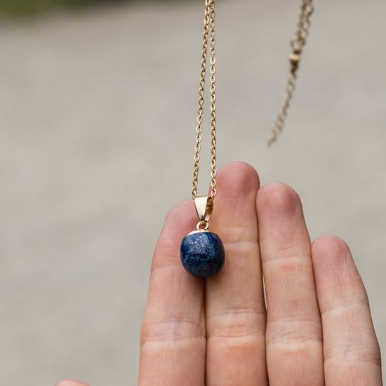 Zentana Lapis Lazuli Ketting & Hanger - Rond Geslepen - Gold Dipped - Creativiteit