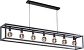 Moderne grote hanglamp | 7 lichts | zwart | metaal | 170 cm breed | eetkamer / eettafel lamp | modern / sfeervol design