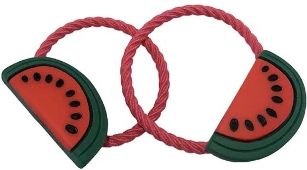 ltbd haarelastiekjes rood groen wit - watermeloen - meloen - meisjes - elastiekjes kids - 2x haarelastiek watermelon