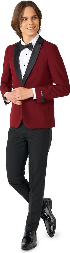 OppoSuits Hot Burgundy - Tiener Tuxedo Smoking - Chique Outfit - Rood - Maat 16 Jaar