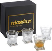 Relaxdays whiskeyglazen set van 4 - whiskey cadeauset - tumbler - vaderdag - geschenkdoos