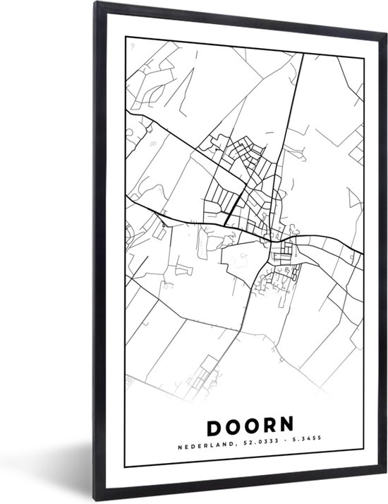 Cadre photo avec affiche - Carte - Doorn - Carte - Plan de la ville - 60x90 cm - Cadre pour affiche