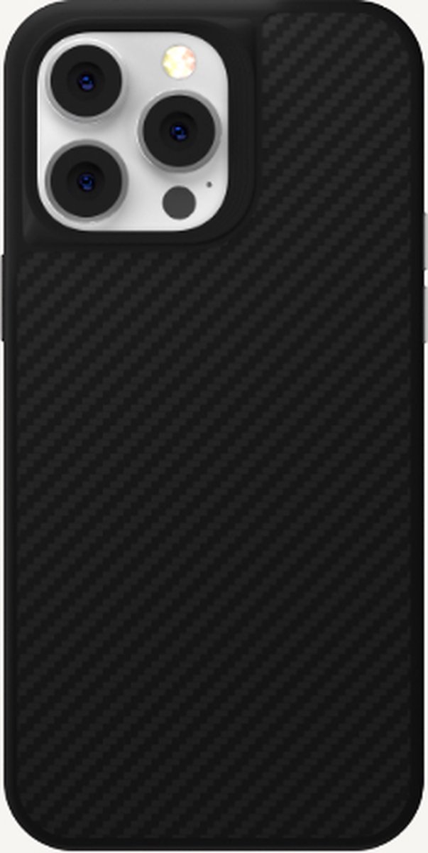 Hoesje geschikt voor Apple iPhone 14 Pro Max - Magnetische Case - Kevlar Series Magnetische Back Cover - Zwart