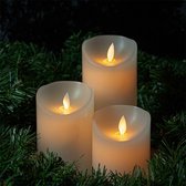 LED Wax kaarsen set wit met vlam effect en afstandsbediening - voor binnen - M - Ø 7,5cm