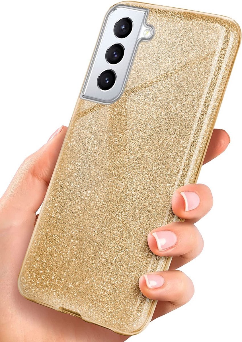 Samsung Galaxy S22 hoesje glitter backcover – Goud – oTronica