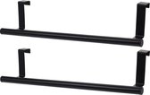 2x Deurhanger kapstokstangen zwart 37 cm - Kledinghangers kapstok - Deurkapstokken