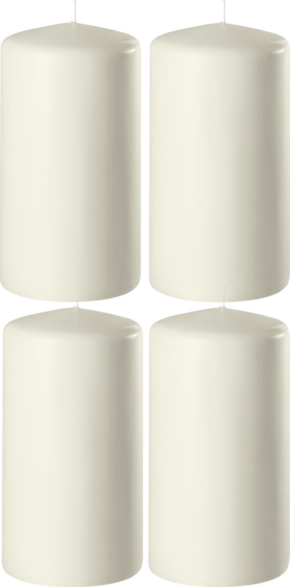 Enlightening Candles 4x Ivoorwitte cilinderkaarsen/stompkaarsen 6 x 15 cm 58 branduren - Geurloze kaarsen ivoorwit - Woondecoraties
