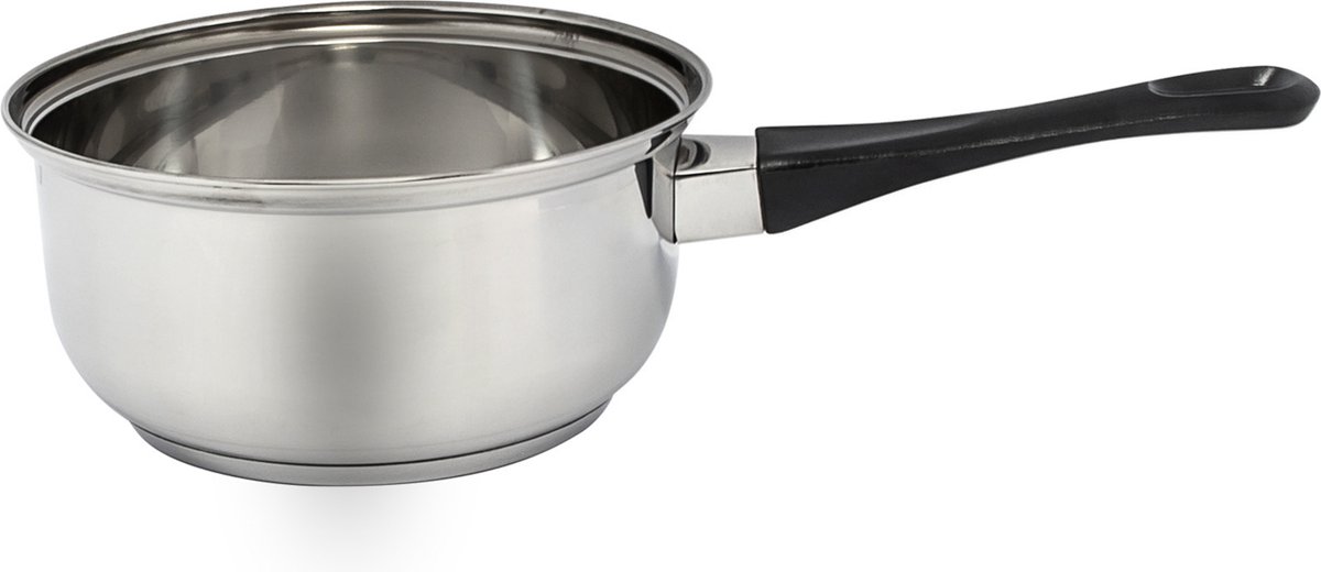 RVS steelpan/sauspan 16 cm met bakeliet handgreep - Sauspan/juspan - Steelpannetje - Koken - Keukengerei