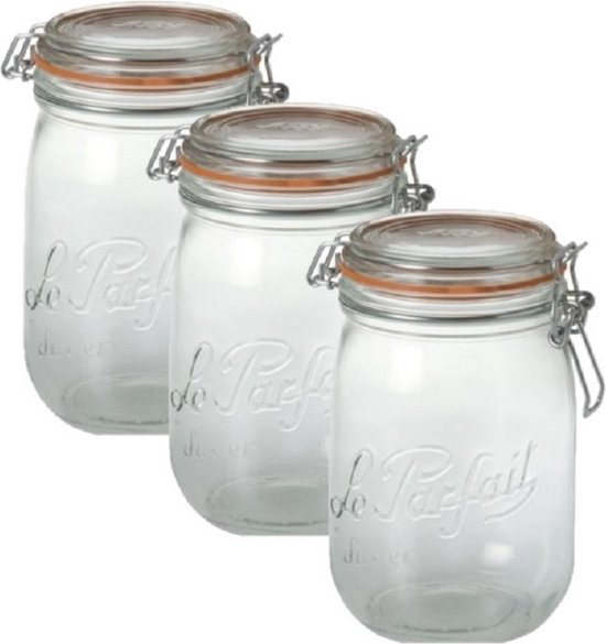 Pakket van 8x stuks weckpotten/inmaakpotten met klepdeksel 1 liter