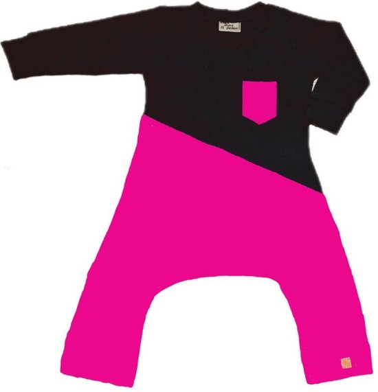 Spreid/ Pavlik/ Gips Onesie zwart met fuchsia