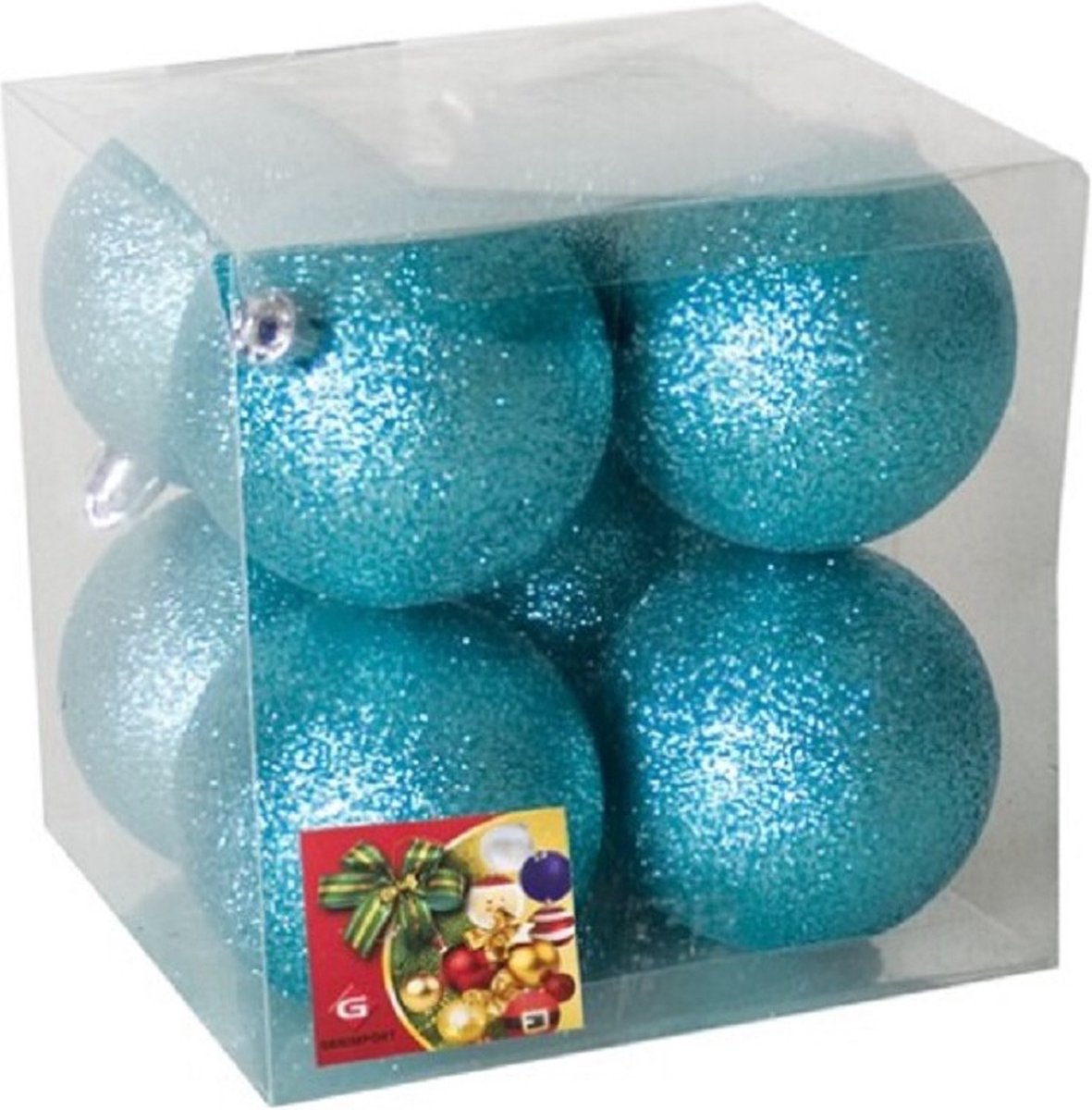 Gerimport Kerstballen - 8x st - ijsblauw - glitters - D7 cm - kunststof - kerstversiering