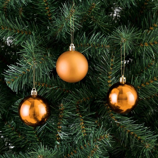 Boules de sapin de Noël en plastique couleur cuivre ensemble de 54 pièces