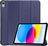 Case2go - Étui pour tablette Apple iPad 10 10.9 (2022) - Étui à trois volets avec fonction Auto/Wake - Blauw foncé