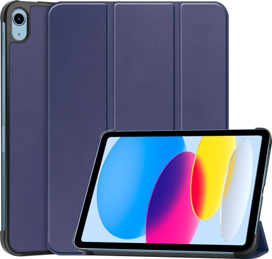 Case2go - Tablet hoes geschikt voor Apple iPad 10 10.9 (2022) - Tri-fold hoes met Auto/Wake functie en Magnetische sluiting - Donker Blauw