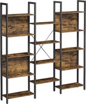 MIRA Home - bibliothèque - meuble de rangement - marron - bois/acier - ‎24x158x166