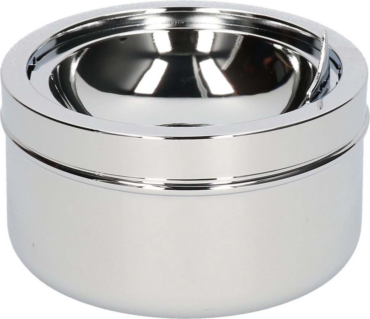 Goedkoopste 1x Klep/terras asbak zilver 11 cm - Ronde tuin/terras asbak met klep - asbakken