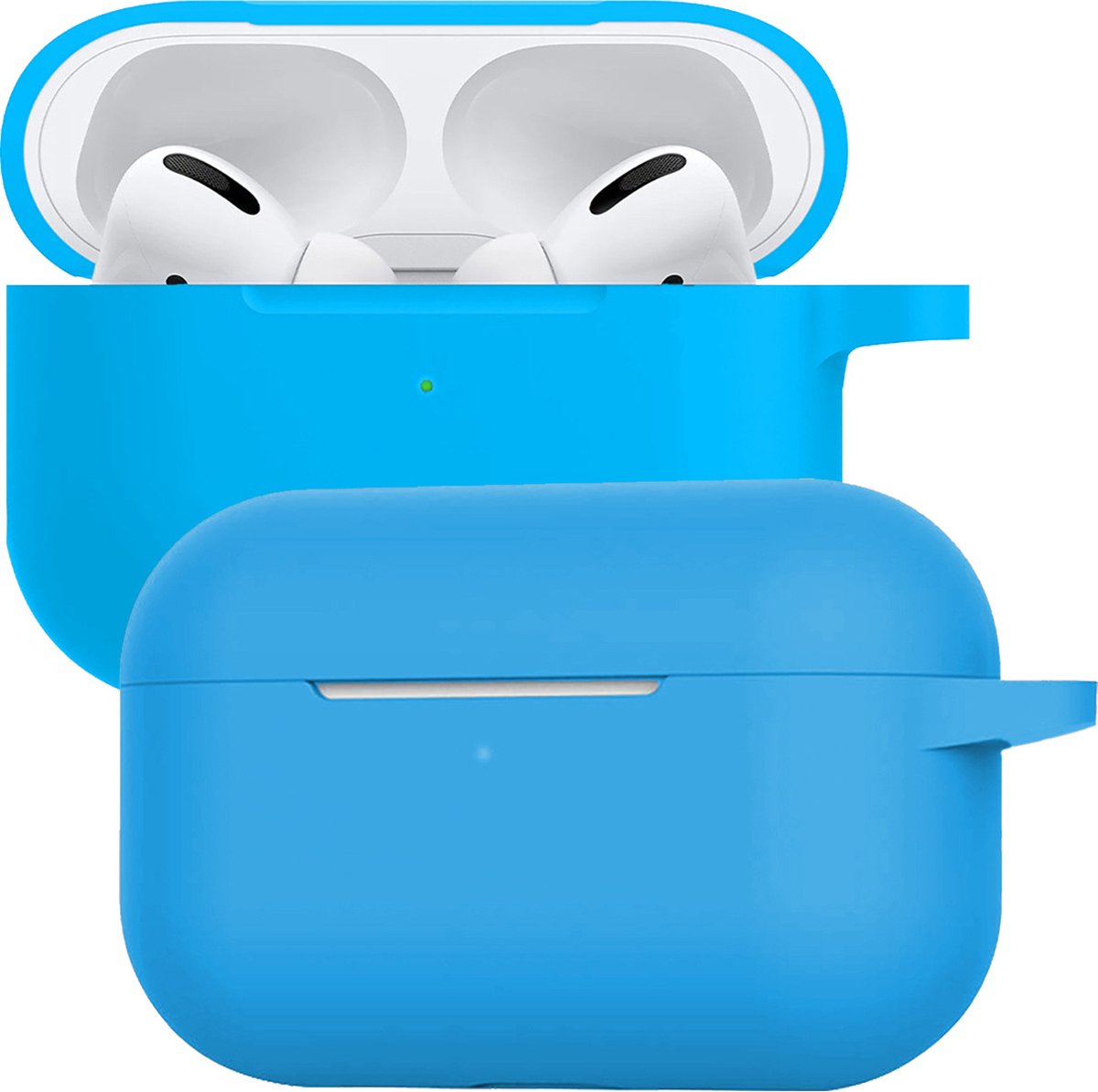 Case Geschikt voor Airpods Pro Hoesje Siliconen Hoes Cover - Hoes Geschikt voor Apple Airpods Pro Case Siliconen - Lichtblauw