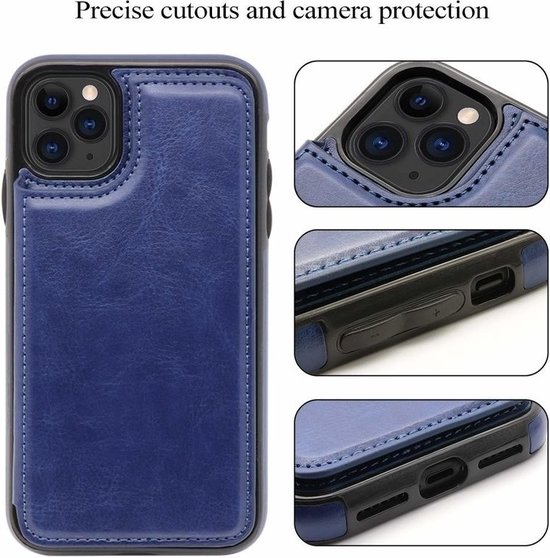ShieldCase Wallet case iPhone 12 / iPhone 12 Pro - 6.1 pouces - bleu + verre protecteur d'écran
