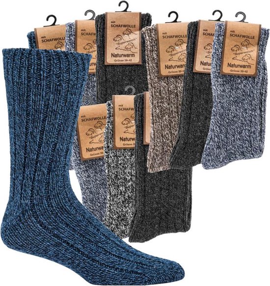 3 Paar Noorse sokken - Thermo - Blauw Mix | Wollen sokken