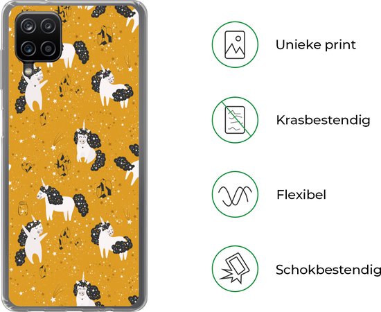 Coque Samsung Galaxy A12 - Filles - Unicorn - Étoiles - Motifs - Fille - Kids - Enfants - Enfant - Coque de téléphone en Siliconen