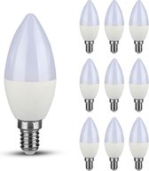 V-TAC - Mega Voordeelpack - 10x E14 LED Lampen - 7 Watt 600 Lumen - 6400K Daglicht wit - Vervangt 45 Watt - C37 kaars - LED Kaarslamp - Samsung