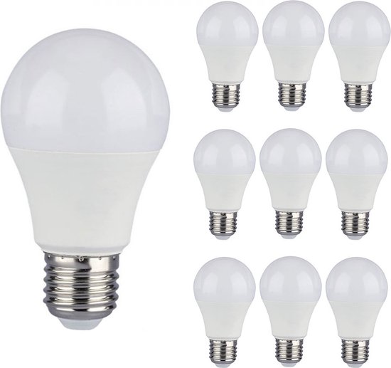 V- TAC - Mega Discount Pack - 10x Lampes LED E27 - 8,5 Watt 806 Lumen - 4000K Blanc lumière du jour - Remplace 25 Watt - Lampe A60