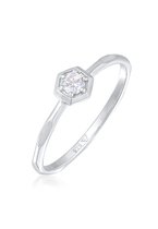 Elli Dames Ring Dames Eenzaam Geo Octagon met Zirkonia Kristal in 925 Sterling Zilver