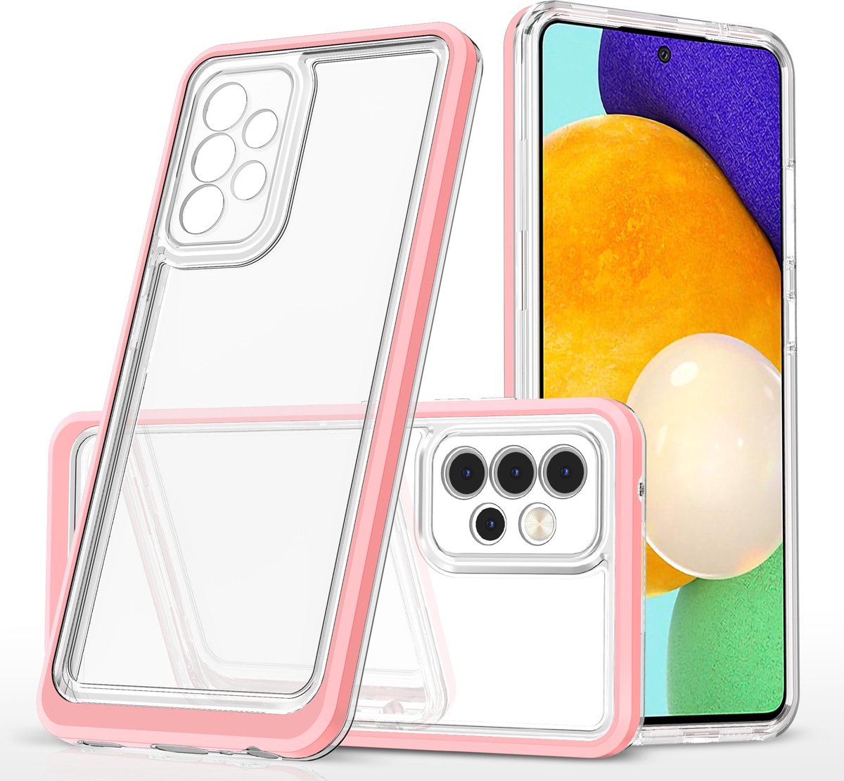 Bumper case Samsung A53 hoesje shockproof - Rose Goud / Transparant
