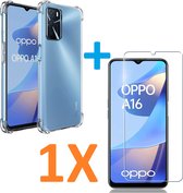 Anti-Shock transparant hoesje silicone met 1 Pack Tempered glas Screen Protector Geschikt voor: Oppo A16 / A16s / A54s