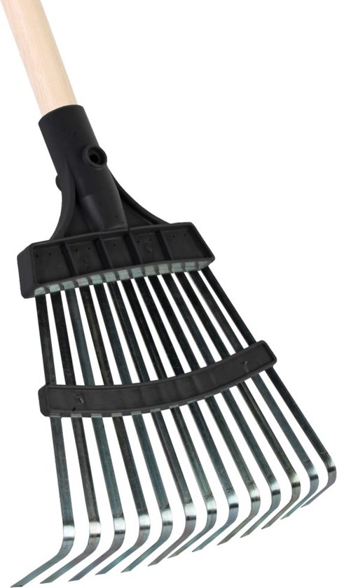 Grasrakel 75 x 25 cm, gazonhark, Metaal, met steel van 185 cm, vlakvlakvlak, golf, tuingrakel voor gazon, tuin, golf, gazonrakel