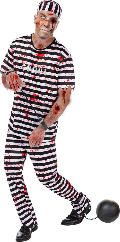 FUNIDELIA Déguisement Prisonnier Zombie Homme - Taille : L - Zwart
