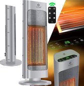 Coazy Infrarood Standkachel met Ventilator GRIJS - Infrarood Kachel - Elektrische Ventilatorkachel - Torenventilator2000W - Met Afstandsbediening, Timer, Instelbare Warmtes en LCD-scherm - Voor Binnen en Buiten