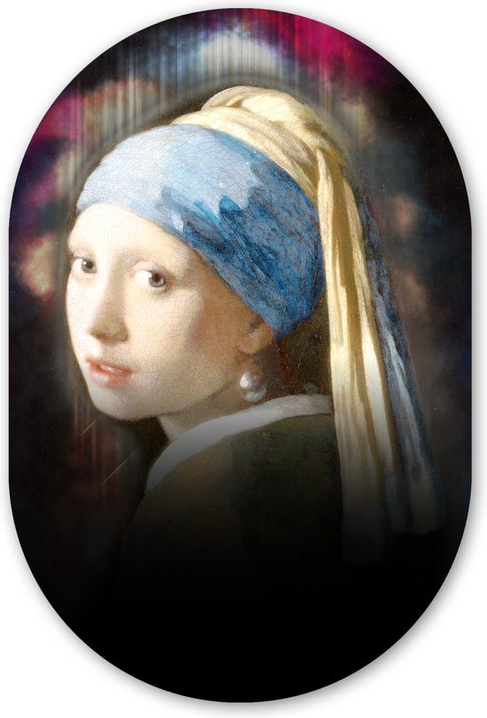 Muurovaal - Kunststof Wanddecoratie - Ovalen Schilderij - Meisje met de parel - Johannes Vermeer - Olieverf - 60x90 cm - Ovale spiegel vorm op kunststof