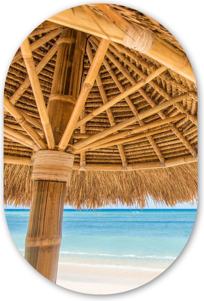 Muurovaal 40x60 cm - Ovale wanddecoratie Parasol - Strand - Zee - Tropisch - Ovalen schild