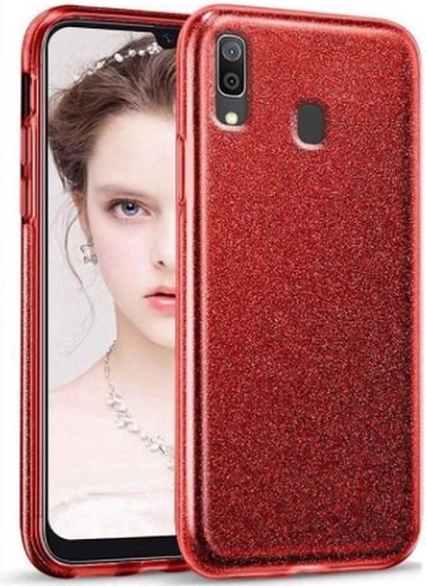 Samsung A40 Siliconen Glitter Hoesje Rood