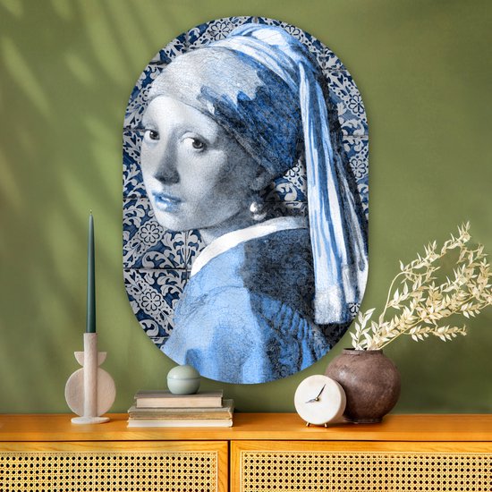 Canvas Schilderij Meisje met de parel - Johannes Vermeer - Goud - 60x90 cm - Wanddecoratie Canvas Schilderij Meisje met de parel - Johannes Vermeer - Goud - 60x90 cm - Wanddecoratie