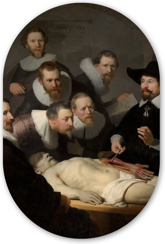 Muurovaal Kunststof Wanddecoratie Ovalen Schilderij De anatomische les van Dr....
