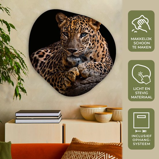 Décoration murale bio - Décoration murale en plastique - Tableau bio - Animaux sauvages - Panthère - Portrait - Zwart - Animaux- 90x90 cm - Forme miroir bio sur plastique