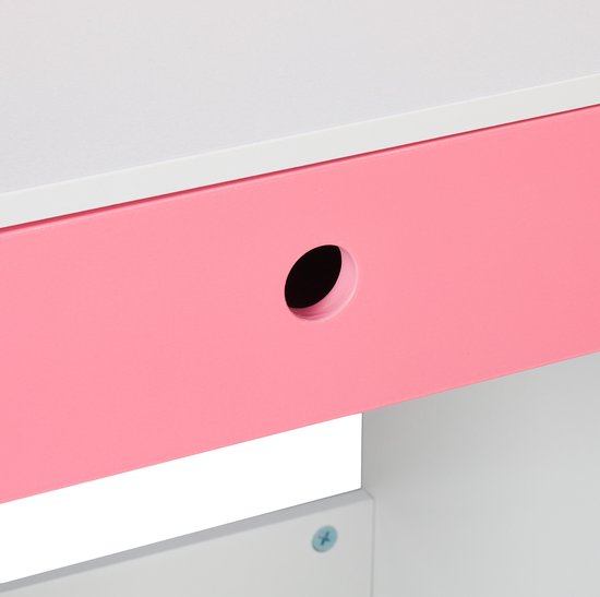 kinderbureau en stoel - lade - met opbergruimte - zwaan - kindertafel - roze-wit