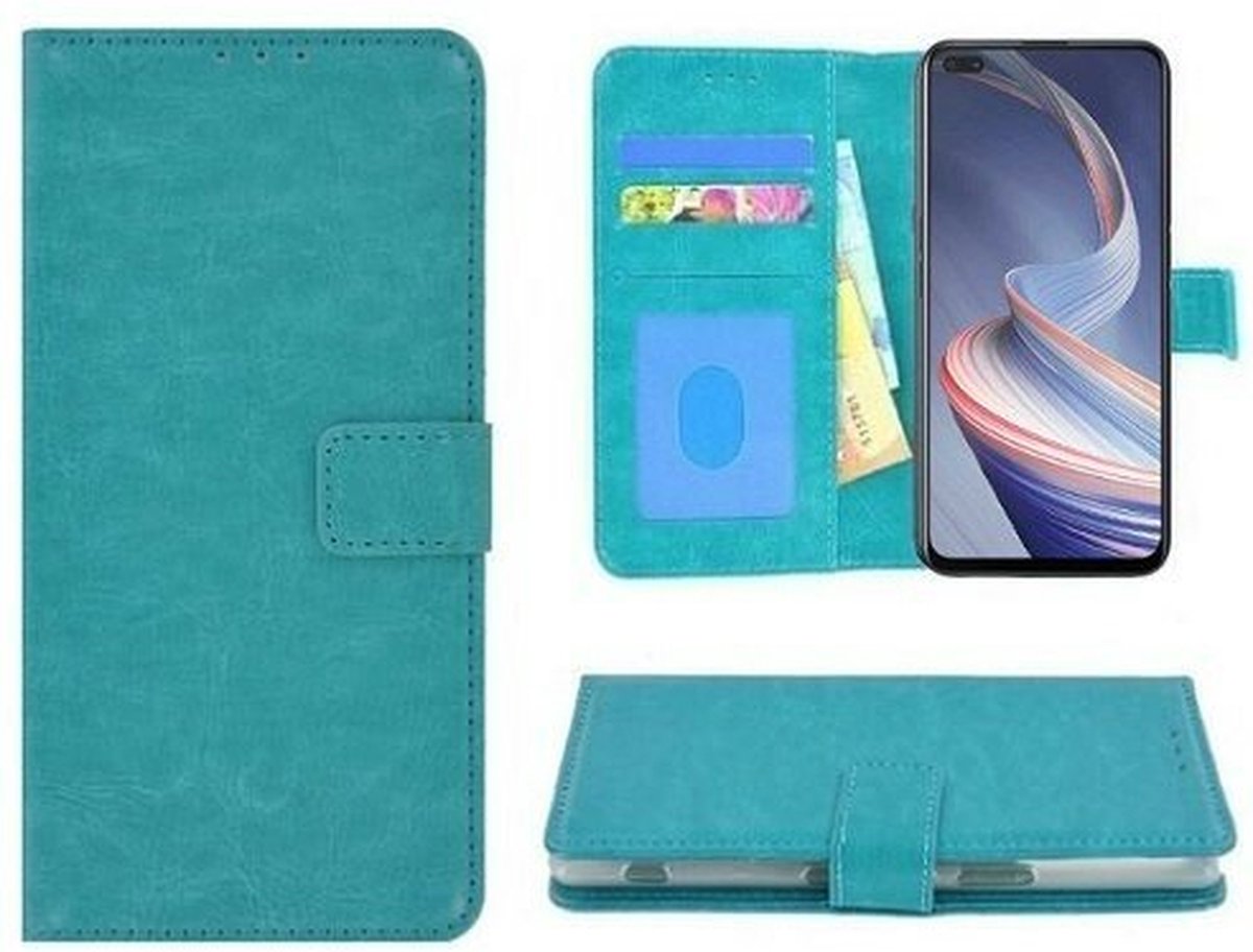 Oppo Reno4 Z 5G Hoesje Met Pasjeshouder Bookcase Turquoise