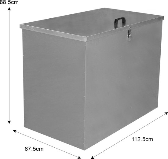 Conteneur alimentaire en métal - 64 litres - 89x68x126cm - 2 compartiments - galvanisé - cadenas - bétail - baril d'alimentation